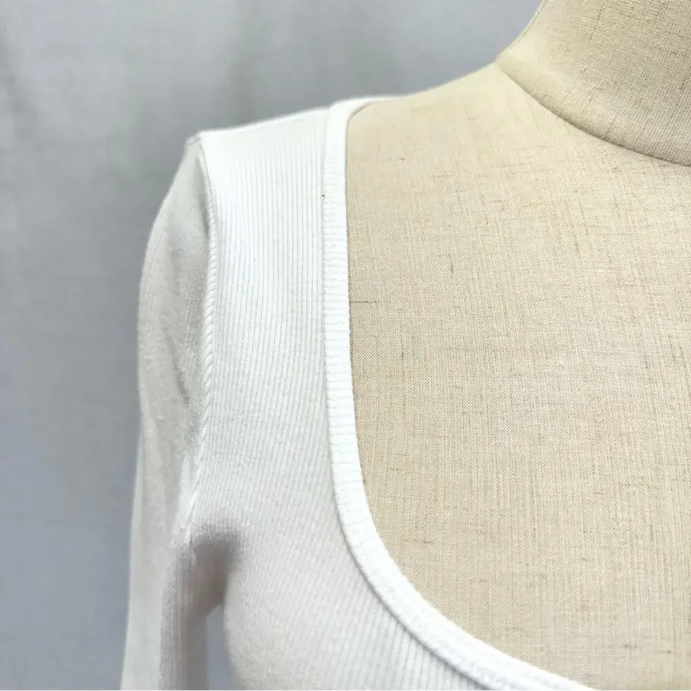 Abercrombie & Fitch‎ hook & eye henley long sleeve bodysuit white size small